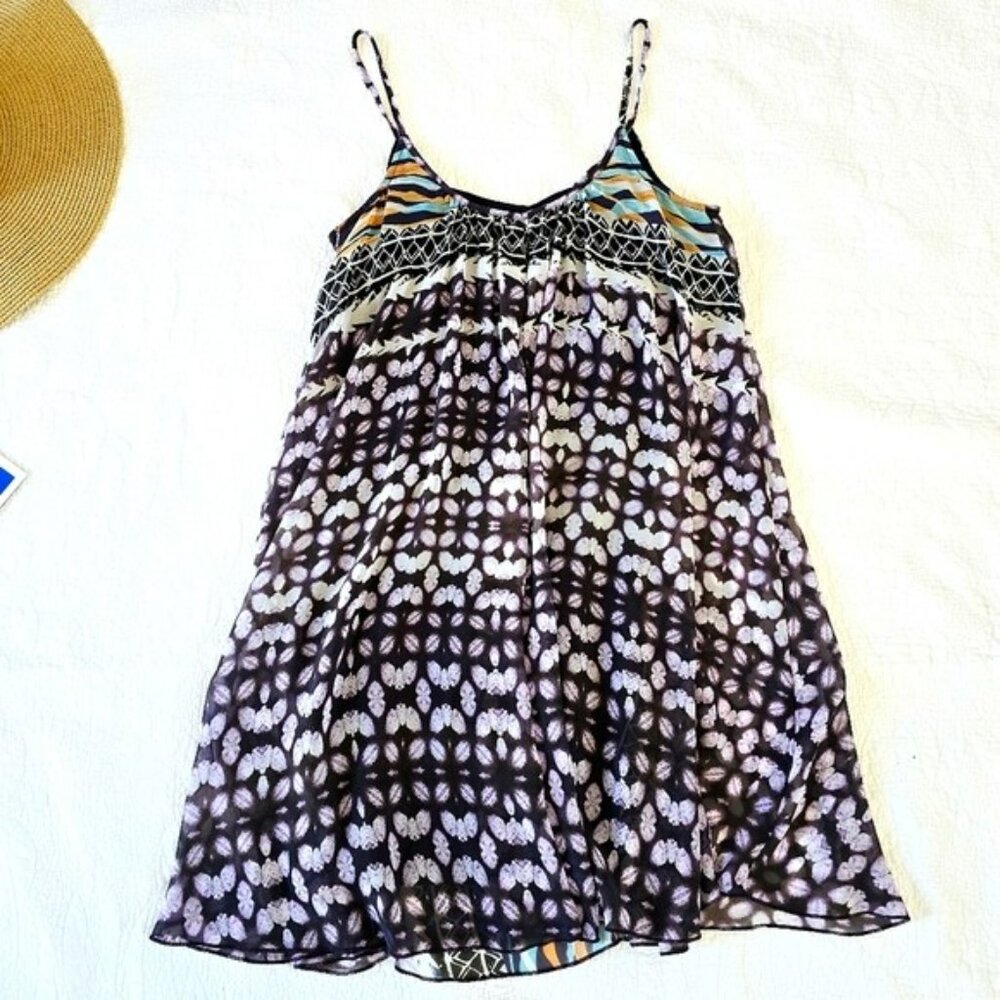 Express Boho Sleeveless A-Line Mini Dress Multicolor Sundress Beach Vacation XS - Picture 11 of 13